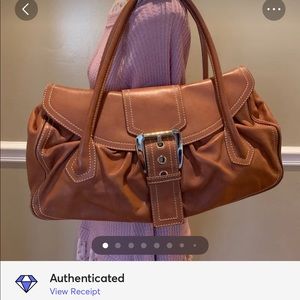 AUTH Celine Light Brown/ Tan Leather Shoulder Bag